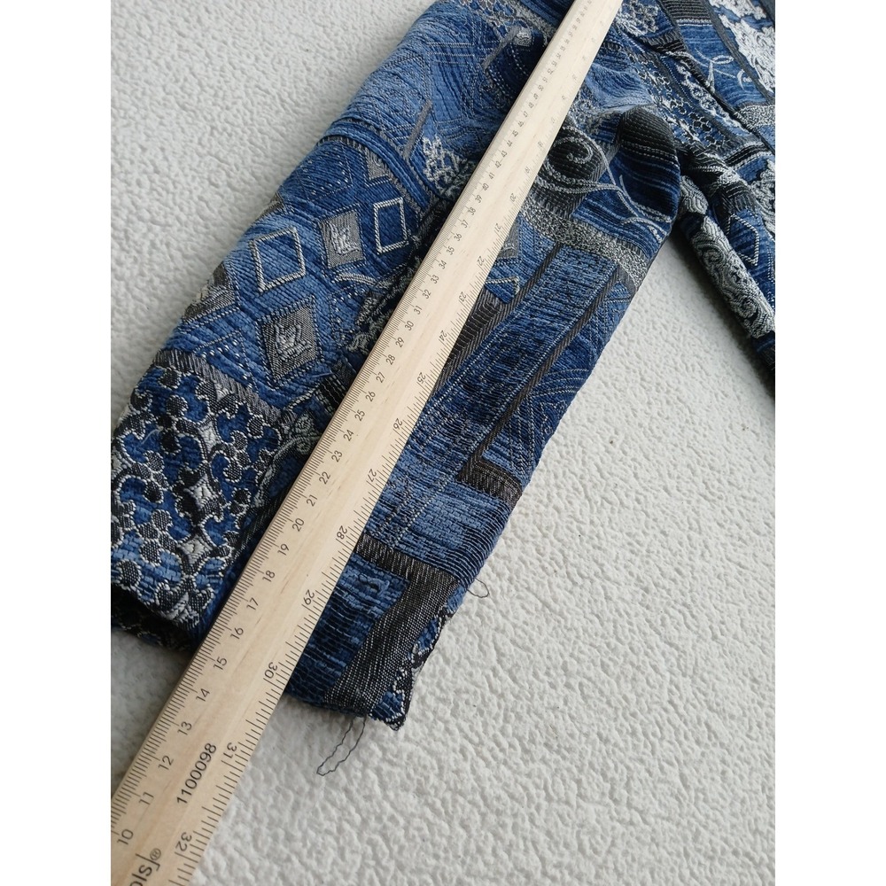 Susan Graver Tapestry Jacket Womens L Blue Patchwork Art Zip Mandarin Collar - Picture 6 of 7
